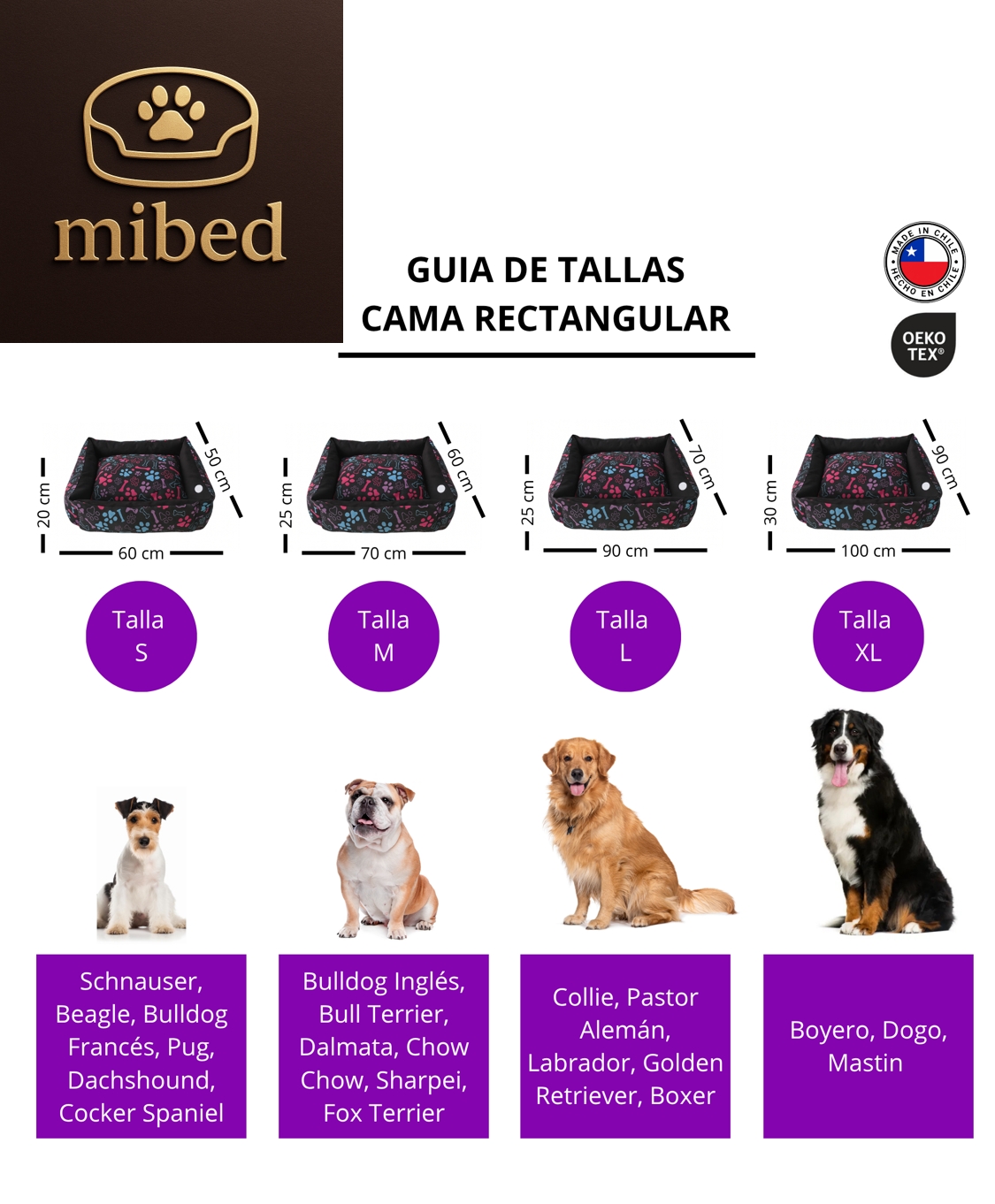 Cama rectangular Azul (100% desmontable con cierres)